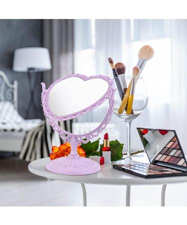 2 Pack Heart Mirror - Double-Sided Rotatable Cosmetic Mirror for Girls Bedroom (Pink & Purple) - Buy Online on GoSupps.com