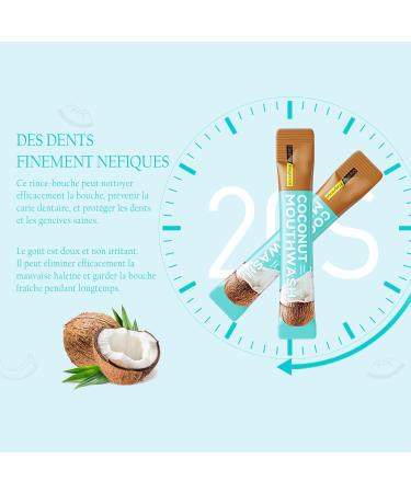 Format Voyage Bain de Bouche Huile de Coco et de Menthe Poivr e Sans Alcool Haleine Fra che 12h Anti Tartre liminer la Mauvaise Haleine et la plaque dentaire Sant des dents 20 Sachets - Buy Online on GoSupps.com