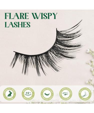 Natural Wispy Mink Lashes | 5 Pairs Fluffy Cat Eye Fake Eyelashes - Short Cluster Look (10-15mm - Buy Online on GoSupps.com