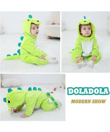 Doladola Baby Dinosaur Hooded Onesie | 12-18 Months | Emerald Green Pajamas Romper - Buy Online on GoSupps.com
