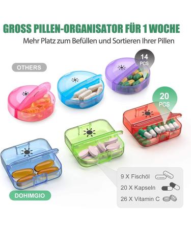 Buy XL 14 Compartment Tablet Box | 7-Day Pill Organizer with Evening Compartments | Medication Dose Dispenser (Blue) - International Shipping Available - Buy Online on GoSupps.com