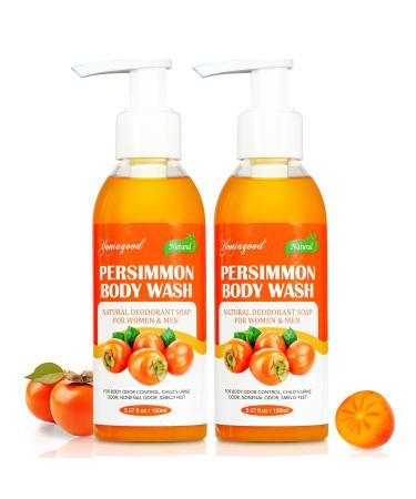 2 PCS Persimmon Body Wash for Strong Odor Control Natural Persimmon Soap Bar Old People Smell Remover Smelly Feet Deodorant Body Odor Eliminator Body Wash Gel for Women & Men