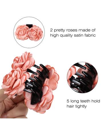 4 Pack Large Pink Red Navy Flower Hair Claw Clips for Women and Girls - Buy Online on GoSupps.com