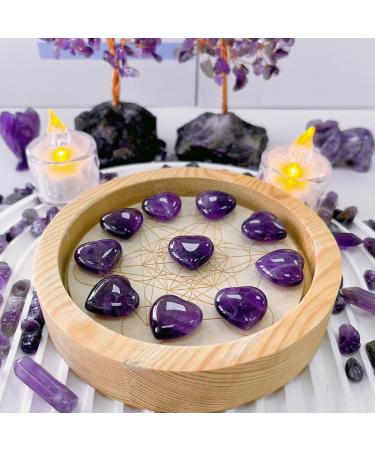 XIANNVXI 10 Pcs Amethyst Crystal Heart Stones - Natural Polished Pocket Gemstones for Reiki Healing and Gifts - Buy Online on GoSupps.com