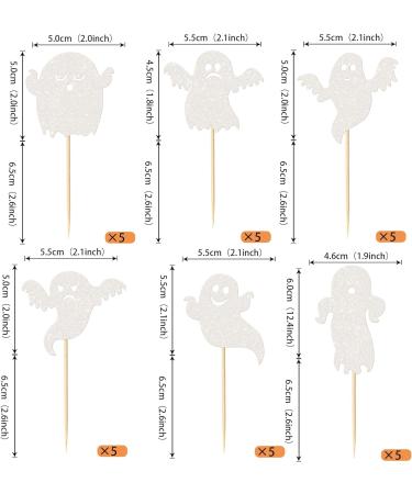 Rsstarxi 30 Halloween Ghost Cupcake Toppers Glitter White Spooky Halloween Cupcake Picks Halloween Baby Shower Cake Decorations for Ghost Theme Birthday Halloween Party Decorations Design 20 - Buy Online on GoSupps.com