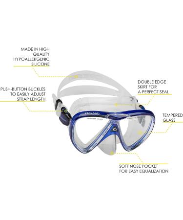 Cressi Junior Snorkeling Kit for Ages 3-10 - Mask, Dry Snorkel, Adjustable Fins, Net Bag - Lightweight Colorful Equipment - Rocks Pro Dry Set L/XL - Black/Cobalt - Buy Online on GoSupps.com