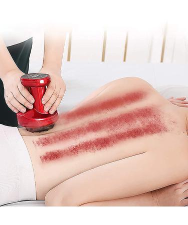 Electrical cupping therapy device with GUA SHA Schrupp and Warmth Schnapmassagger t rechargeable adjustable handcap for losing weight and tightening relaxing red
