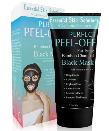 Charcoal Peel Off Face Mask - Blackhead Remover - Brightening & Exfoliating Facial Mask - Purifying Pore Minimizer - Bamboo Detox Peel Off for Smooth Clear Skin - Helps Reduce Acne & Dark Spots