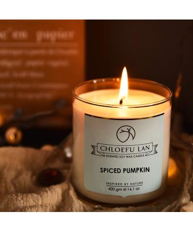 Chloefu LAN Farmhouse Spiced Pumpkin Candle - 100% Natural Soy 14.1oz Large Scented Jar - Ideal Home Gift for Fall & Halloween - Buy Online on GoSupps.com