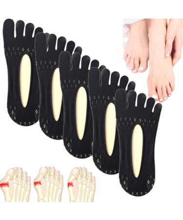 Orthoes Bunion Relief Socks ERGOic Anti-Bunions Health Sock Bunion Corrector Socks for Women and Men Sock Align Toe Socks for Bunion (Black 5 Pairs) Black 5 Pairs