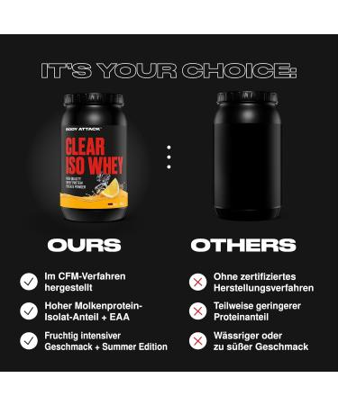  Body Attack Body Attack Clear Iso Whey Lemon 900g Made in Germany Refreshing and transparent whey protein isolate - Buy Online on GoSupps.com
