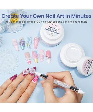  MIZHSE MIZHSE 4-in-1 Set of 2 Clear and White Solid Gels for Nail Charms 3D Nail Sculpting and Extensions 18g - Buy Online on GoSupps.com
