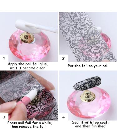 Nail Foil Transfer Stickers - 20 Rolls Lace & Floral Designs in Black and White - DIY Nail Art Decorations for Women - Buy Online on GoSupps.com