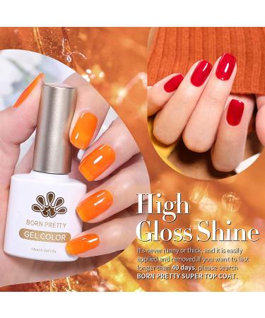 BORN PRETTY Jelly Gel Nail Polish Set - Fall/Winter Collection | Translucent Sheer Clear Gel Polish in Red, Coral, Burnt Orange, Grey, Amber, Brown | 6 Colors Gift Set for Manicure - Crystal Amber - Buy Online on GoSupps.com