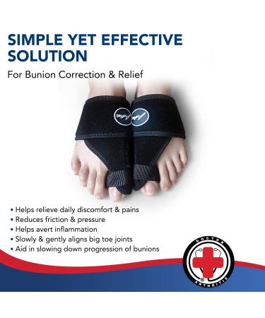 Dr. Arthritis Toe Straightener Foot Brace - Adjustable Big Toe Corrector and Bunion Brace for Men & Women (Black) - Buy Online on GoSupps.com