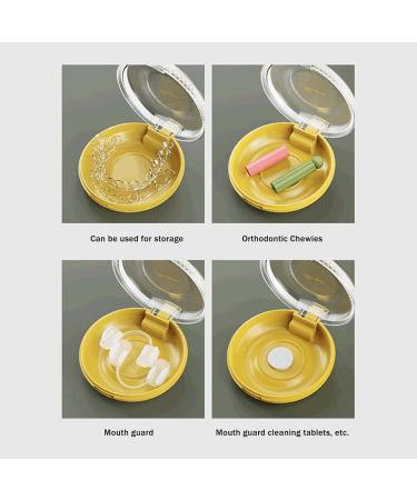 Orthodontic Retainer Case with Cleaning Brush - Yellow Mouthpiece Holder for Adults & Kids - Perfect for School Travel & Home - 8cm Diameter - Buy Online on GoSupps.com