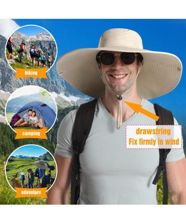 HUAMULAN 6 Super Wide Brim Sun Hat for Men and Women - Perfect for Fishing, Hiking, Gardening, Safari & Camping - Beige - Buy Online on GoSupps.com