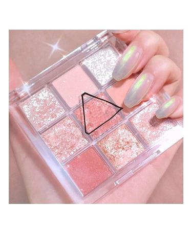 9 Colors Eye Shadow Palette - Matt & Shimmering Glitter - Waterproof & Pigmented Makeup for Natural Looks & Festivals - Pink - Buy Online on GoSupps.com