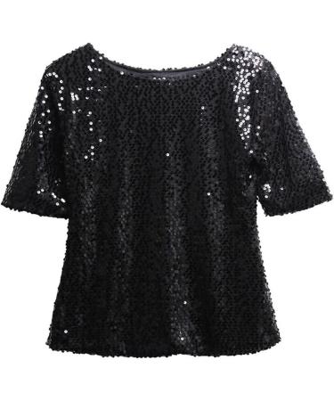 Luxurious Chic Sequined Ladies T-Shirt - Elegant Short Sleeve Streetwear in A-XL - Buy Online on GoSupps.com