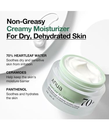 ANUA Heartleaf 70 Cr me apaisante intense avec c ramide panth nol extrait de feuille de c ur soin cor en de la peau 50 ml - Buy Online on GoSupps.com