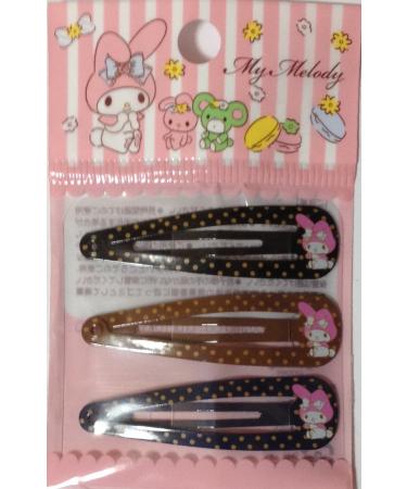 Sanrio My Melody Hair 3-pin Accessories Barrette Dot Black Brown Navy 3pcs Set