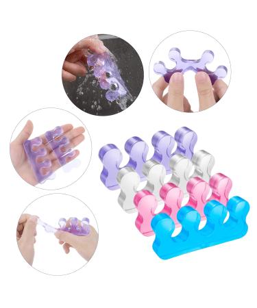 Molain 8 Pack Gel Nail Polish Toe Spacers - Silicone Separators for Overlapping Toes Hammer Toe Relief - Transparent Pink Blue & Purple - Buy Online on GoSupps.com