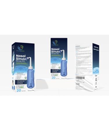 PLUSQMED Sinus Rinse Kit Neti Jar Pre-mixed Sachets 40 Pieces Neti Pot 300 ml Nasal Wash