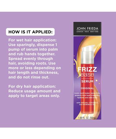 John Frieda Anti Frizz, Frizz Ease Original Hair Serum, Anti-Frizz Heat Protecting, Infused with Silk Protein, 1.69 fl oz - Buy Online on GoSupps.com