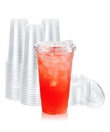 Lilymicky 60 PACK 24 oz Clear Plastic Cups With Strawless Sip Lids Disposable Plastic Cups With Sip Through Lids for Ice Coffee Smoothie Slurpee or Any Cold Drinks 24 oz-60pack - Buy Online on GoSupps.com