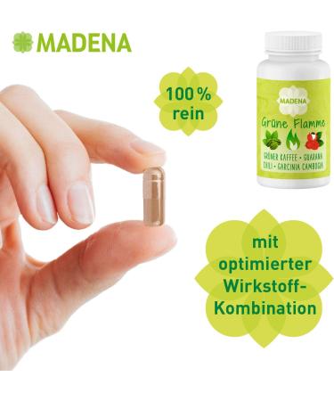 Madena Green Flame | High Dose Green Coffee Extract Garcinia Cambogia & Guarana | 100 Capsules for Weight Loss - Buy Online on GoSupps.com