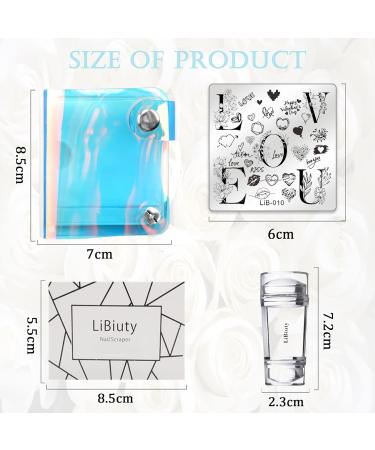 Budoci 12-Pcs Nail Stamping Kit | Nail Plates Set with Double Head Stamper & Scraper | Blue Nail Plate Storage Organizer | International Shipping Available - Buy Online on GoSupps.com