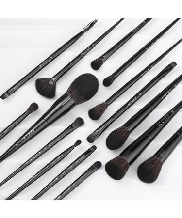 Docolor Makeup Brushes 15 Pieces Professional Makeup Brushes Set Premium Synthetic Hair Kabuki Face Blush Eyeshadow Eyeliner Foundation Powder Cosmetic Make Up Brushes Kit Black Obsidian Series Black-15 Pieces - Buy Online on GoSupps.com