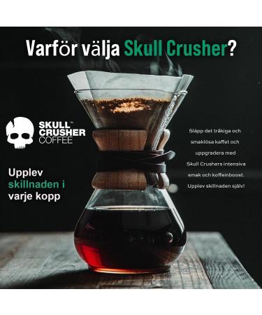 Skull Crusher High Caffeine Brewed Ground Coffee - Rainforest Alliance Certified Pure Dark Roast Ground Coffee - Warning: World's Strongest Coffee - 100% Natural Coffee Beans - 500g - Buy Online on GoSupps.com