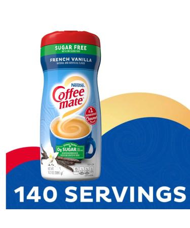 French Vanilla Sugar Free Powdered Creamer 10.2 oz Canister (Pack of 2) + By The Cup Coffee Scoop - Buy Online on GoSupps.com