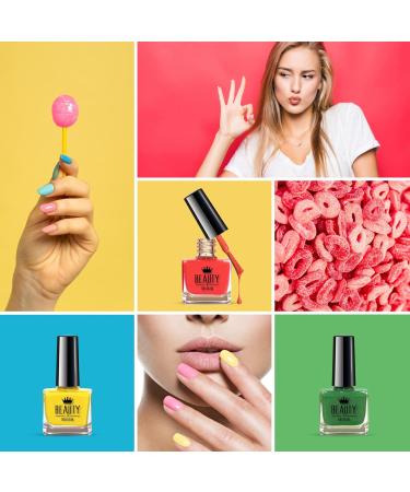 Set of 6 Nail Polishes - 10ml Each Bright Shades in a Stylish Box for Trendy Looks by Beauty4Britain - Buy Online on GoSupps.com
