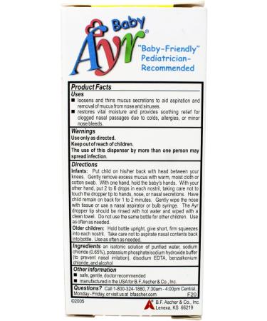 Baby Ayr Saline Nose Spray/Drops 1-Ounce Spray Bottles (Pack of 3) - Buy Online on GoSupps.com