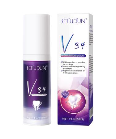 Hikaka Whitening Toothpaste V34 Color Correction Toothpaste Whitening Toothpaste Stain Removal 30 ml Improves Teeth Brightness and Reduces Yellowing (Blueberry)