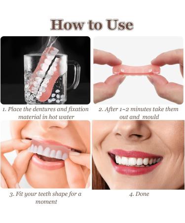 Giural Temporary Denture Instant Veneers Natural Denture Fake Tooth Perfect Smile Removable Upper and Lower Denture for Men and Women Teeth Whitening - Buy Online on GoSupps.com