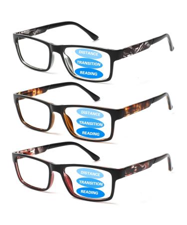 3 Pack Progressive Multifocus Reading Glasses for Women Men Blue Light Blocking Spring Hinges Computer Readers Mix Color-2 2.25 x