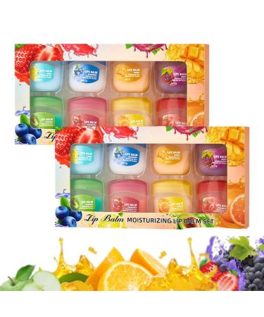 Ensemble de 8 soins pour les l vres aromatis s aux fruits le soin des l vres 4 en 1 convient au peeling sec aux creux fonc s la r duction des rides des (2box)