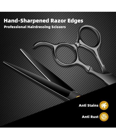 Professional Stainless Steel Hairdressing Scissors - Salon Barber Hair Cutting Tools | Gift for Mother, Father, Friends (BLACK-01) - Buy Online on GoSupps.com