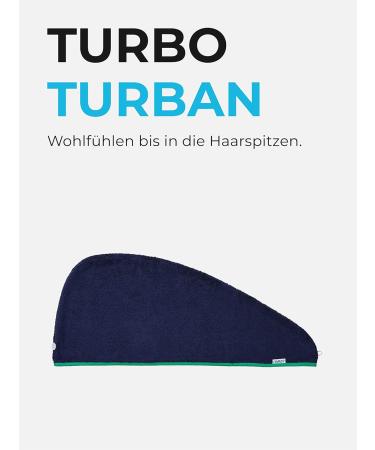 Shop Sowel 100% Organic Cotton Hair Turban Towel | Eco-Friendly Button Design for Men & Women - Navy/Green - Buy Online on GoSupps.com