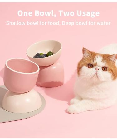 MS!MAKE SURE Elevated Ceramic Cat Bowl for Food and Water - Anti Vomiting & Whisker Fatigue Relief - Raised Tilted Cat Food Bowl for Indoor Cats in Green - Buy Online on GoSupps.com