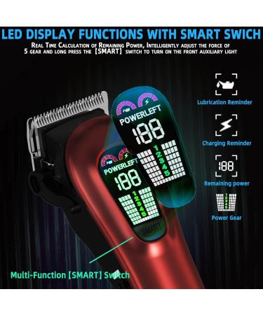 Professional Cordless & Corded Hair Clippers for Men - Rechargeable Hair Trimmer Kit for Grooming & Hair Cutting (Red - Buy Online on GoSupps.com