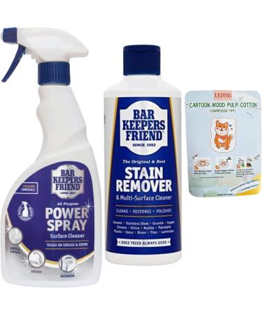 LEDYSS Wood Pulp Eco Friendly Dishwasher Compressed Cleaning Kitchen Sponge 1x Bar Keepers Friend Stain Remover Powder 250g and 1x Bar Keepers Friend Power Spray 500ml - Buy Online on GoSupps.com