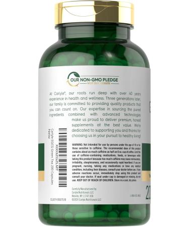 Carlyle EGCG Green Tea Extract | 1200mg | 200 Capsules | Non-GMO and Gluten Free Supplement - Buy Online on GoSupps.com