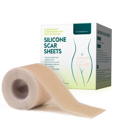 Professional Silicone Scar Sheets Reusable Scar Sheets Softens And Repairs Scars Used For Scars Caused By Injuries Burns Acne C-Section Surgery And Stretch Marks Washable(1.6 x 120 )