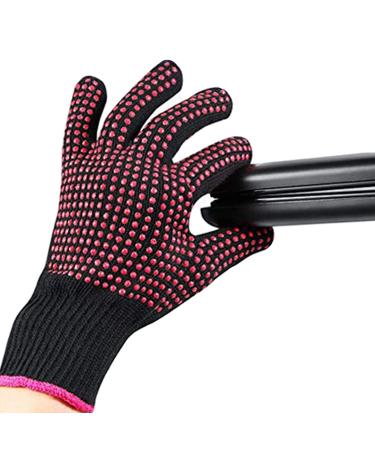 Lessmon Heat Resistant Gloves for Hair Styling with Non-Slip Silicone Grip Pink 1 Piece Pink