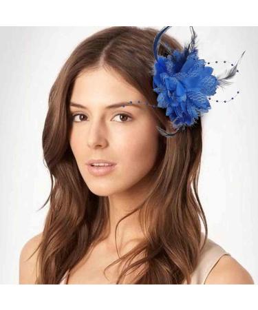 Edary Flower Feather Hair Clips Rose veil Fascinator Hairpin Corsage Barrettes and Pins Rose Hair Accessories Clip Elastic Wedding for Women and Girls - Buy Online on GoSupps.com