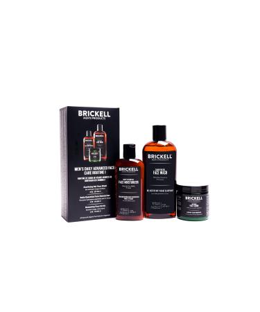 Brickell Men's Products Daily Advanced Face Care Routine I Gel Facial Cleanser Wash Face Scrub Face Moisturizer Lotion Natural and Organic Men's Skin Care Gift Set Scented